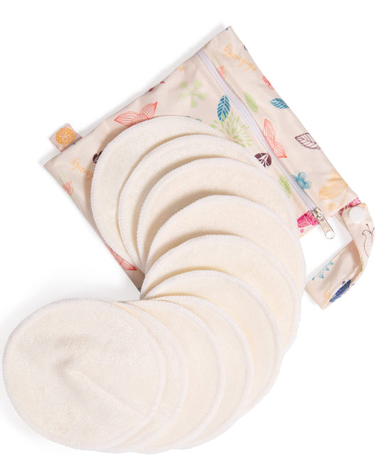 Kindred Bravely Organic Reusable Nursing Pads 10 Pack | Washable Breast Pads for Breastfeeding, Leaking with Carry Bag