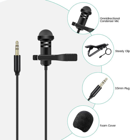 2 Pack Lavalier Microphone Compatible with DJI Mic 2 & Rode Wireless Pro/Wireless GO 2 / II Transmitters - Omnidirectional Lav Lapel Wearable Mic for Vlog Interview Streaming Lectures Broadcasters