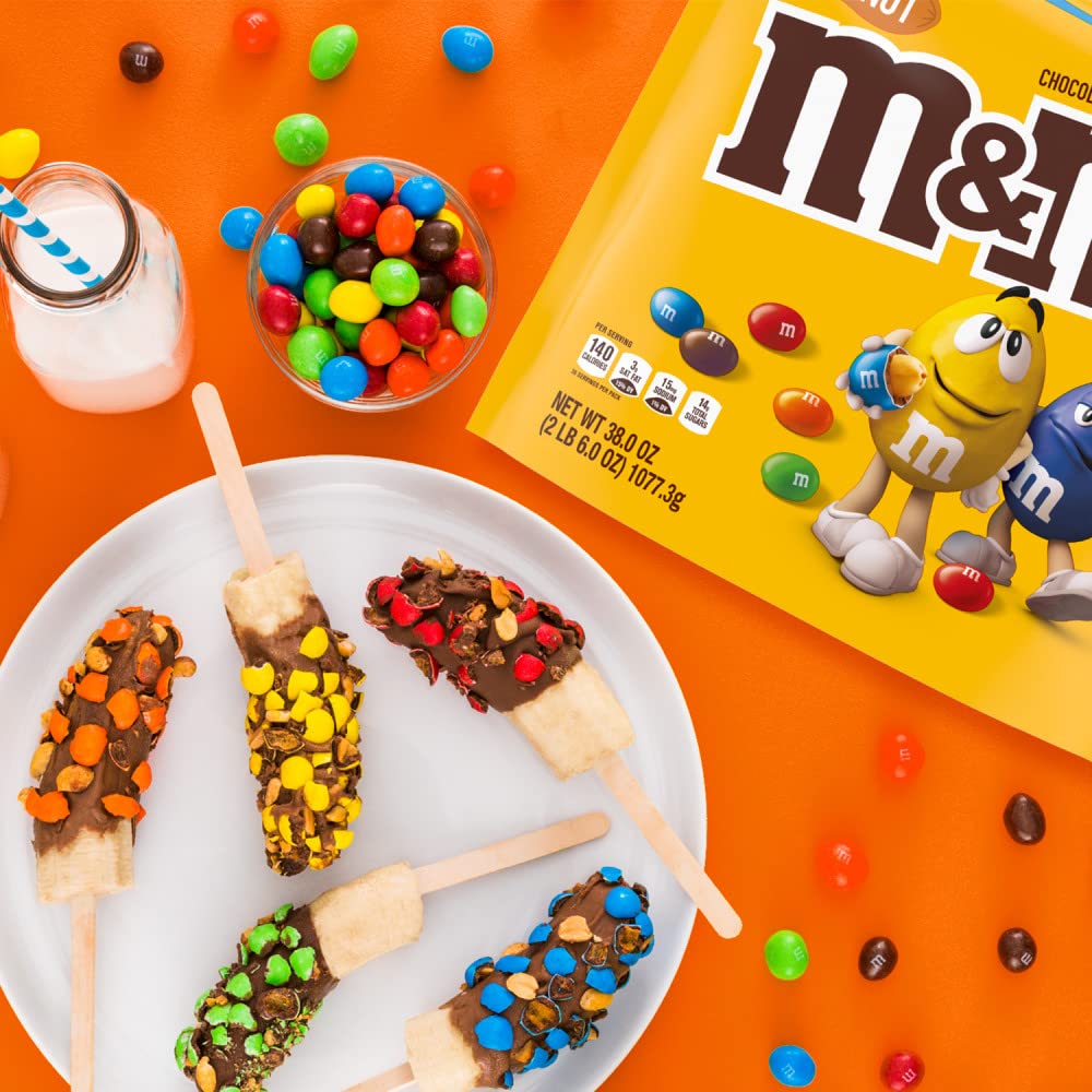 M&M'S Peanut Milk Chocolate Candy Bulk Pack, Party Size, 38 oz Bag