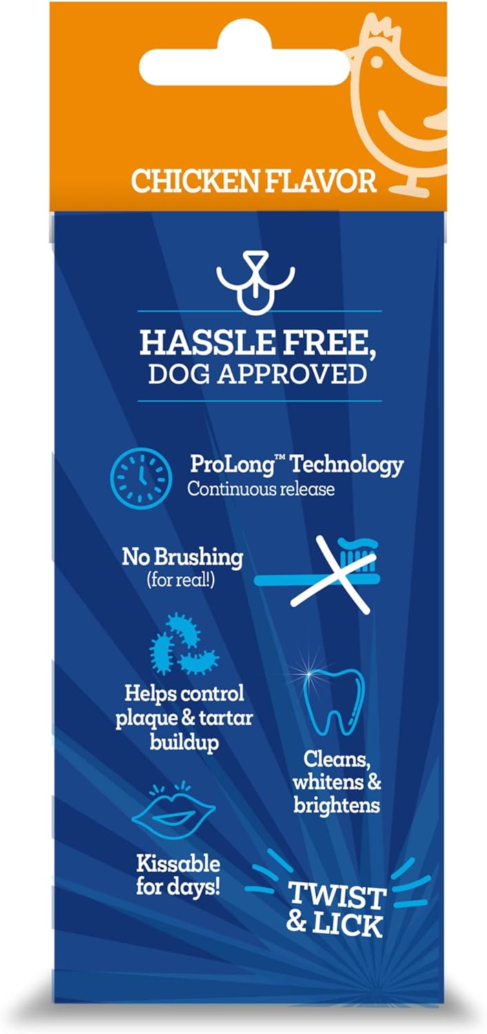 Twist and Lick Dental Gel for Dogs, Cleans Teeth and Freshens Breath for 24 Hours, Chicken Flavor, 2 oz, 30 Day Supply