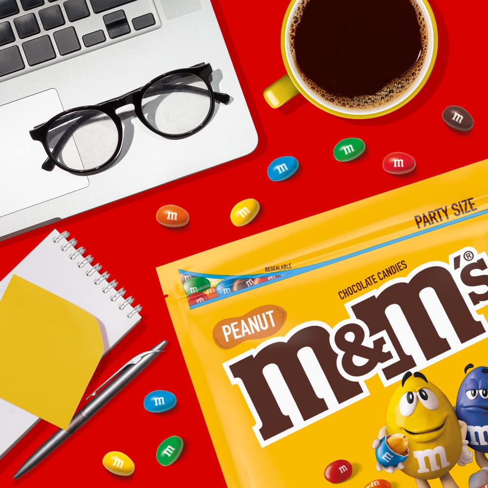 M&M'S Peanut Milk Chocolate Candy Bulk Pack, Party Size, 38 oz Bag