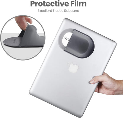 Epessa Universal Stick-On Mouse Pouch, Mouse Holder for Wireless Mouse, Mouse Sleeve for Laptop, Reusable Adhesive, No Glue Residue, Compatible with iPad or MacBook (Grey)