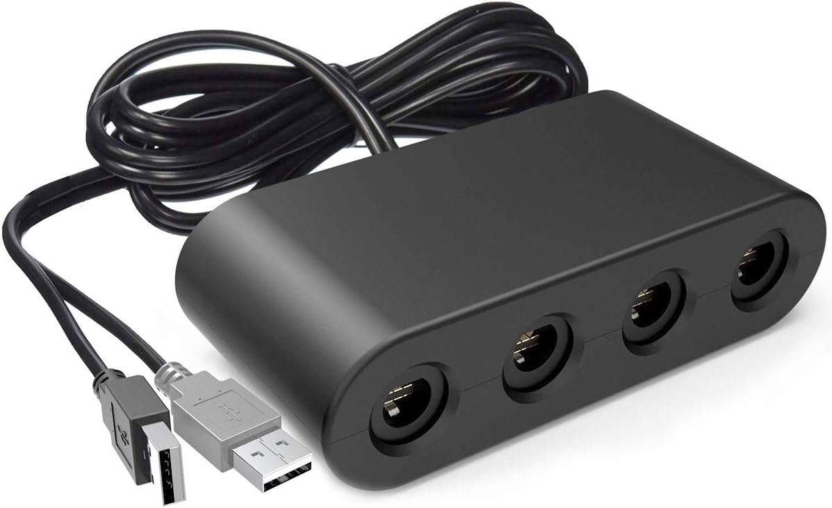 Gamecube Adapter for Nintendo Switch Gamecube Controller Adapter and WII U and PC, Super Smash Bros Gamecube Controller Adapter. Support Turbo and Vibration Features with 180cm Long Cable