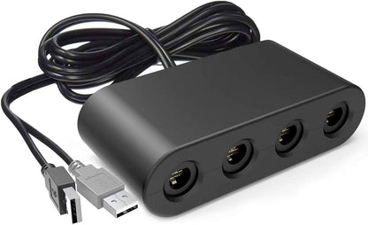 Gamecube Adapter for Nintendo Switch Gamecube Controller Adapter and WII U and PC, Super Smash Bros Gamecube Controller Adapter. Support Turbo and Vibration Features with 180cm Long Cable