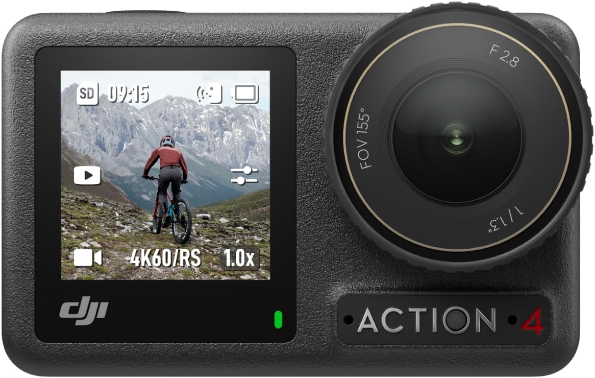 DJI Osmo Action 4 Standard Combo, Waterproof Action Camera 4K with 1/1.3" Sensor, Low-Light Imaging, Long-Lasting 160 Mins, Stabilization, Dual Touchscreens, Vlogging Camera for Travel, Sports