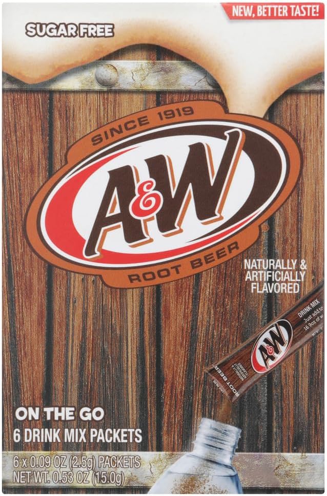 A&W Root Beer Caffeine/Sugar Free Classic On-the-Go Drink Mix Packets - 1 Box (6 pks)