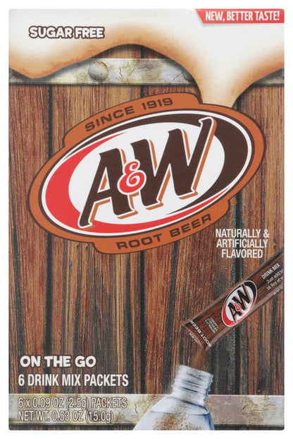 A&W Root Beer Caffeine/Sugar Free Classic On-the-Go Drink Mix Packets - 1 Box (6 pks)