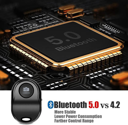 [Upgraded] Bluetooth 5.0 Remote Shutter for iPhone & Android Camera Wireless Remote Control Selfie Button for iPad iPod Tablet, HD Selfie Clicker for Photos & Videos (Black)