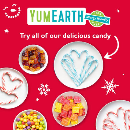 YumEarth Organic Candy Canes - Individually Wrapped Full Size Peppermint Candy Canes - Allergy Friendly, Non GMO, Gluten Free, Vegan - 10 Count (Pack of 1)
