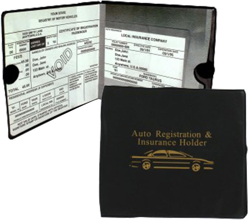 ESSENTIAL Car Auto Insurance Registration BLACK Document Wallet Holders 2 Pack - [BUNDLE, 2pcs] - Automobile, Motorcycle, Truck, Trailer Vinyl ID Holder & Visor Storage - Strong Closure On Each