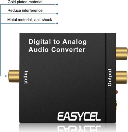 Audio Digital to Analog Converter DAC with 3.5mm Jack, Optical SPDIF Toslink Coaxial to Analog Stereo L/R Converter with Optical Cable and Power Adapter for PS3 PS4 Xbox Roku