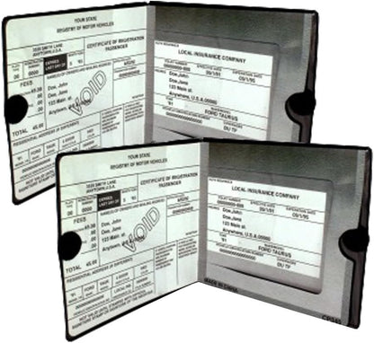 ESSENTIAL Car Auto Insurance Registration BLACK Document Wallet Holders 2 Pack - [BUNDLE, 2pcs] - Automobile, Motorcycle, Truck, Trailer Vinyl ID Holder & Visor Storage - Strong Closure On Each