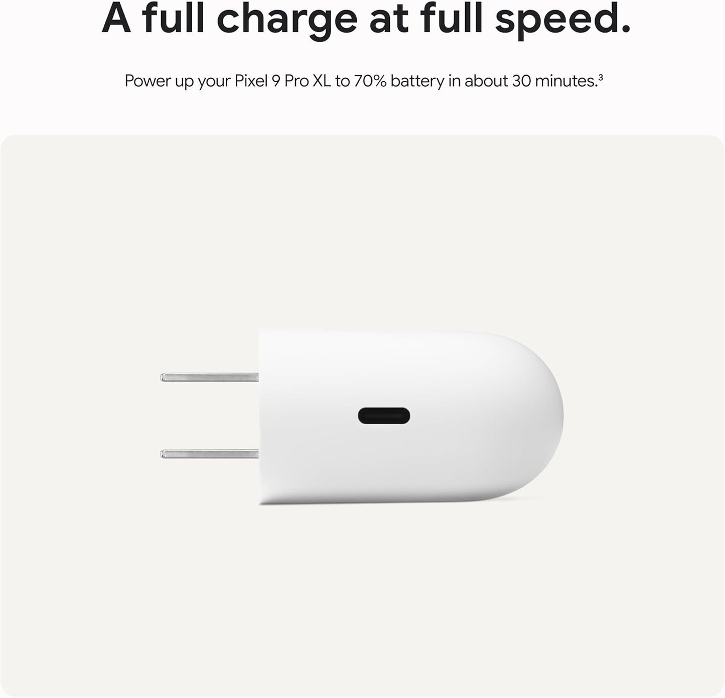 Google 45W USB-C Power Charger - Fast-Charging Pixel Phone Charger - Compatible with Google Products and Other USB-C® Devices - Snow