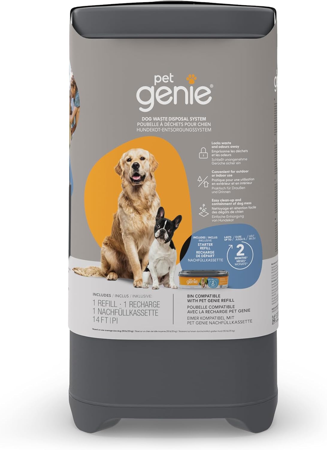 Pail | Dog Waste Disposal System for Outdoor and Indoor Odor Control | Dog Poop Trash can | Includes 1 Square Refill Bag That Lasts up to 2 Months