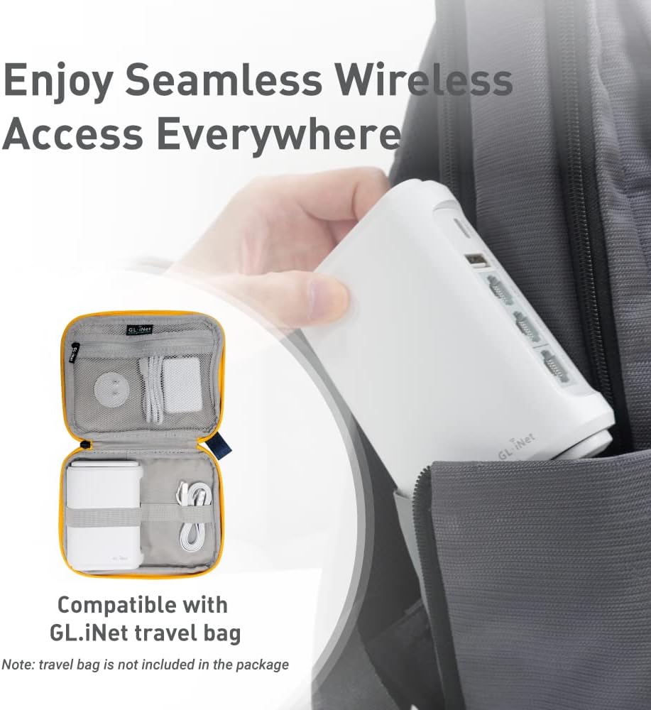 GL.iNet GL-SFT1200 (Opal) Secure Travel WiFi Router, AC1200 Dual Band Gigabit Ethernet Wireless Network, IPv6 USB 2.0 MU-MIMO DDR3, 128MB Ram Repeater Bridge Access Point Mode, Router for Public Use
