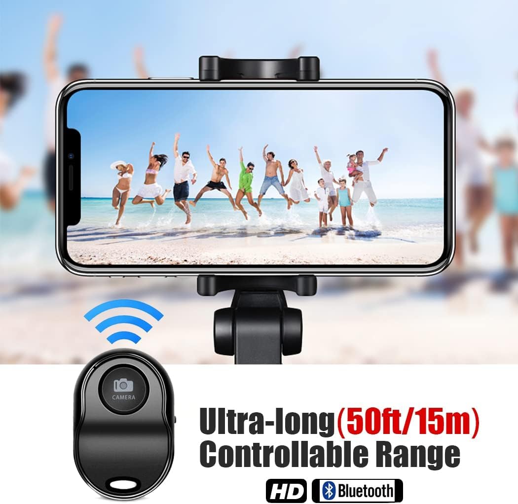 [Upgraded] Bluetooth 5.0 Remote Shutter for iPhone & Android Camera Wireless Remote Control Selfie Button for iPad iPod Tablet, HD Selfie Clicker for Photos & Videos (Black)