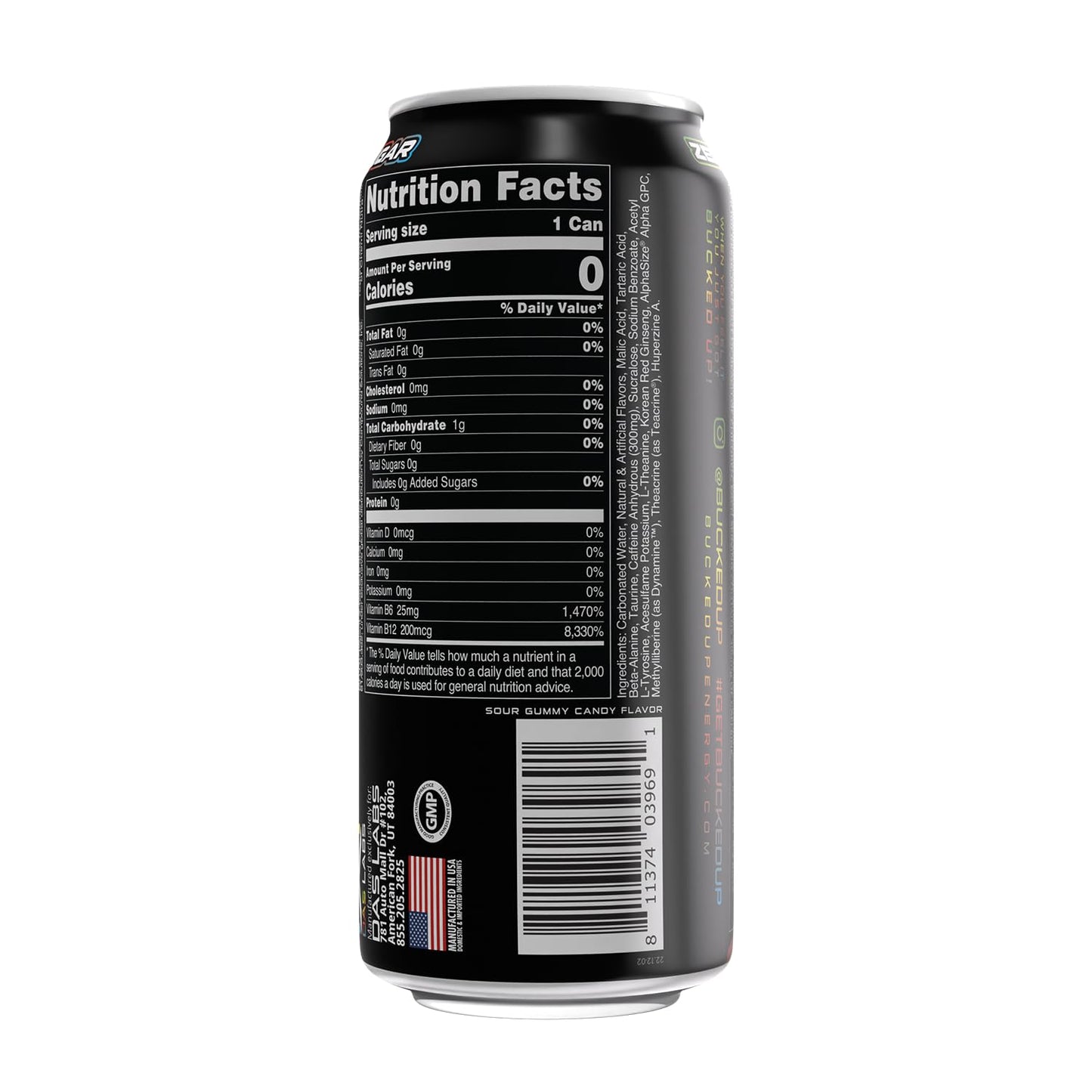 Bucked Up Energy Drink 300mg (Sour Bucks) (12 CT)