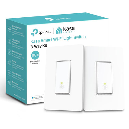Kasa Smart 3 Way Switch HS210 KIT, Needs Neutral Wire, 2.4GHz Wi-Fi Light Switch works with Alexa and Google Home, UL Certified, No Hub Required, White,2 Count (Pack of 1)