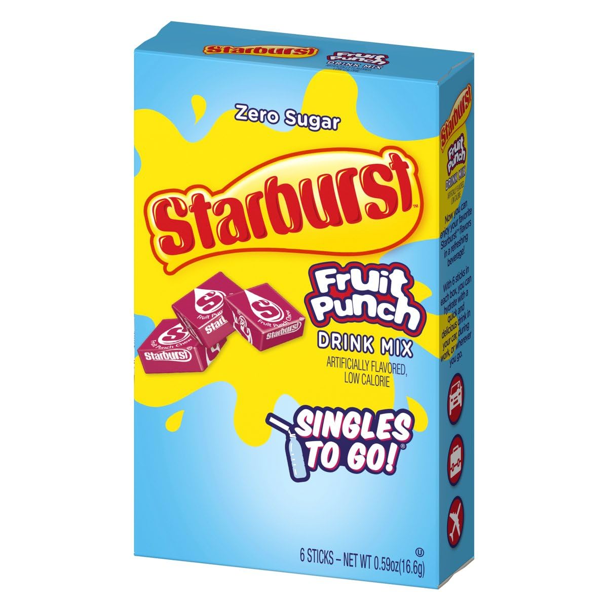 SINGLES TO GO! Starburst Variety pack 5 box, 5 flavor (Raspberry, Cherry, Fruit Punch, Strawberry and Lemon)