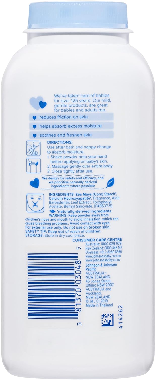 Johnson's Baby Powder with Naturally Derived Cornstarch Aloe & Vitamin E, Hypoallergenic, 9 oz