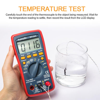 AstroAI Digital Multimeter, TRMS 4000 Counts Volt Meter (Manual and Auto Ranging); Measures Voltage Tester, Current, Resistance, Continuity, Frequency; Tests Diodes, Temperature (Red)