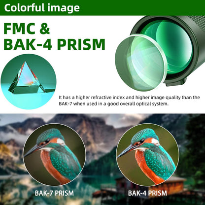 40X60 Monocular Telescope, High Power Monocular for Adults with Phone Adapter& Tripod& Hand Strap, Low Night Vision Monocular, Equipped with BAK4 Prism for Bird Watching and Traveling Concert
