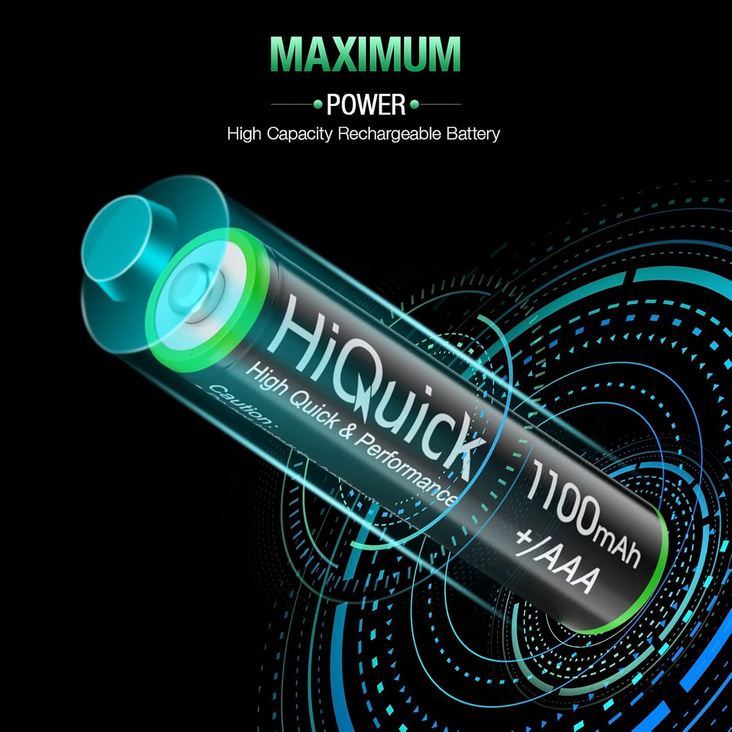 HiQuick Rechargeable AAA Batteries 8 Pack, 1100mAh NiMH Triple AAA Batteries Pre-Charged