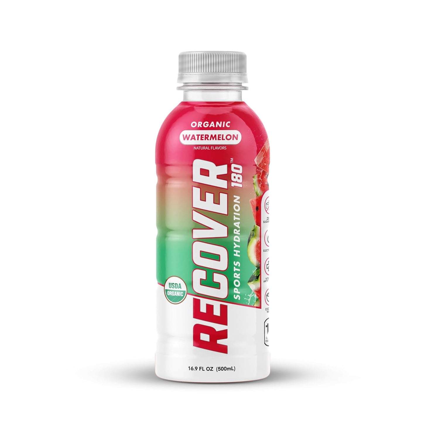 RECOVER 180 Organic Hydration Sports Drink, No Sugar Added, 15 Calorie Sports Beverage, Organic Flavors With Vitamins, Potassium-Packed Electrolytes (16.9 Fl Oz (Pack of 12), Variety Pack)