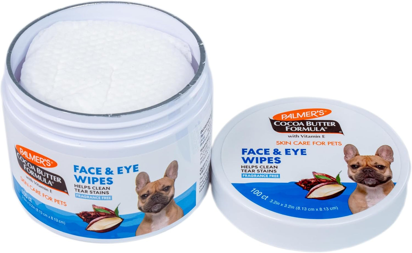 Palmer's for Pets Palmer's for Pets Facial Cleansing Pads with Cocoa Butter 100ct; Small Face Wipes for Dogs with Vitamin E and Cocoa Butter, Dog Eye Cleaning Wipes
