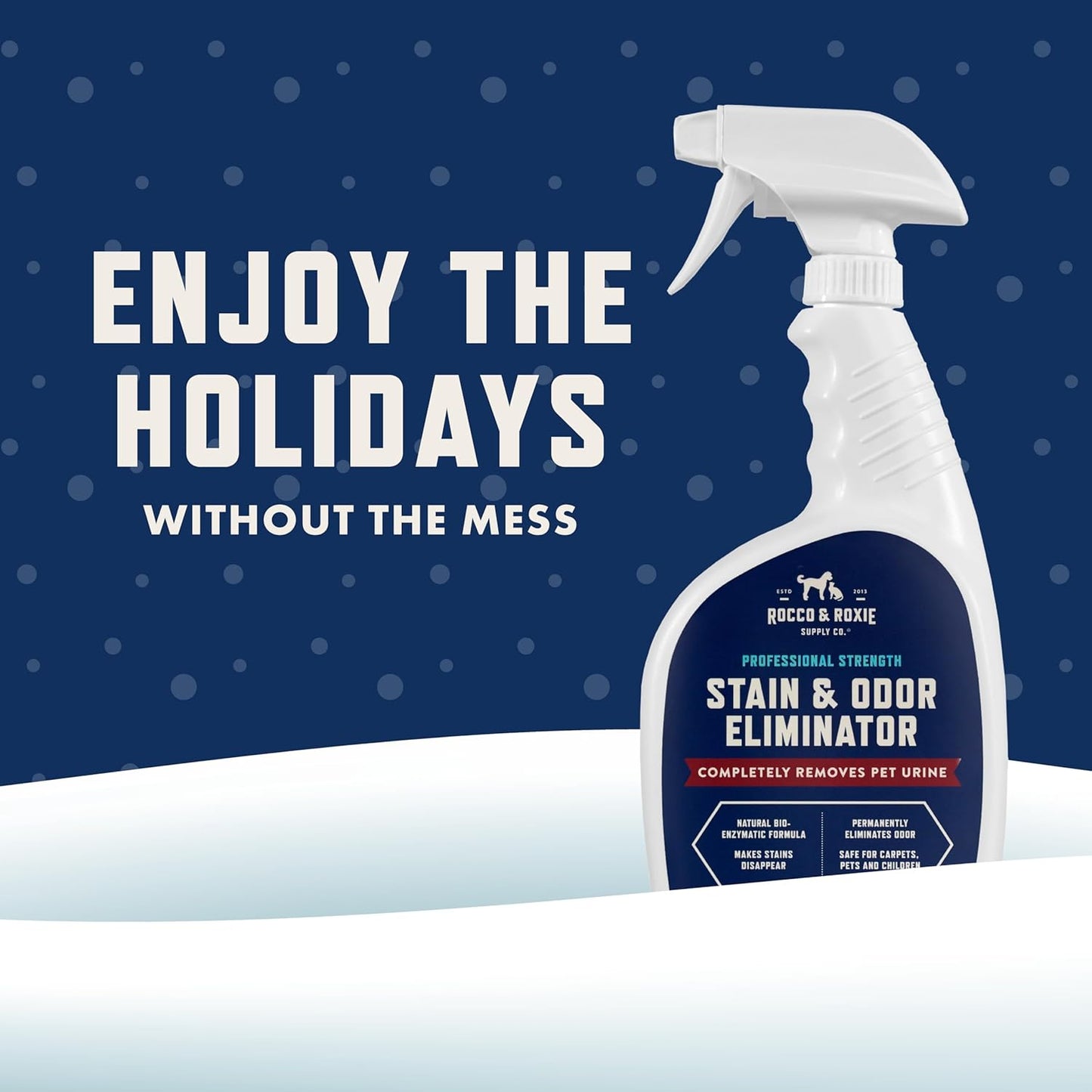 Rocco & Roxie Supply Co. Stain & Odor Eliminator for Strong Odor - Enzyme Pet Odor Eliminator for Home - Carpet Stain Remover for Cats & Dog Pee - Enzymatic Cat Urine Destroyer - Carpet Cleaner Spray
