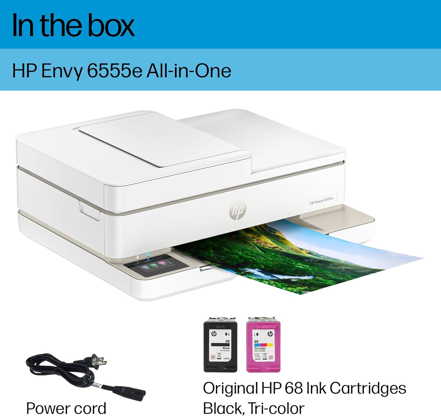 HP Envy 6555e Wireless All-in-One Color Inkjet Printer, Print, scan, Copy, Duplex Printing Best-for-Home, 3 Months of Ink Included (714N5A)