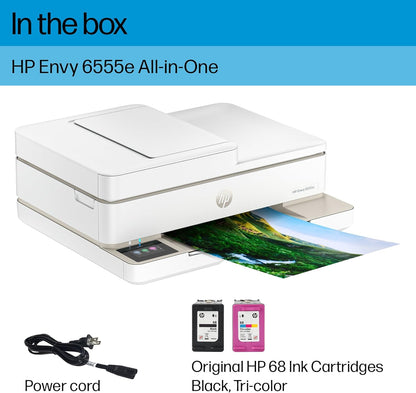 HP Envy 6555e Wireless All-in-One Color Inkjet Printer, Print, scan, Copy, Duplex Printing Best-for-Home, 3 Months of Ink Included (714N5A)