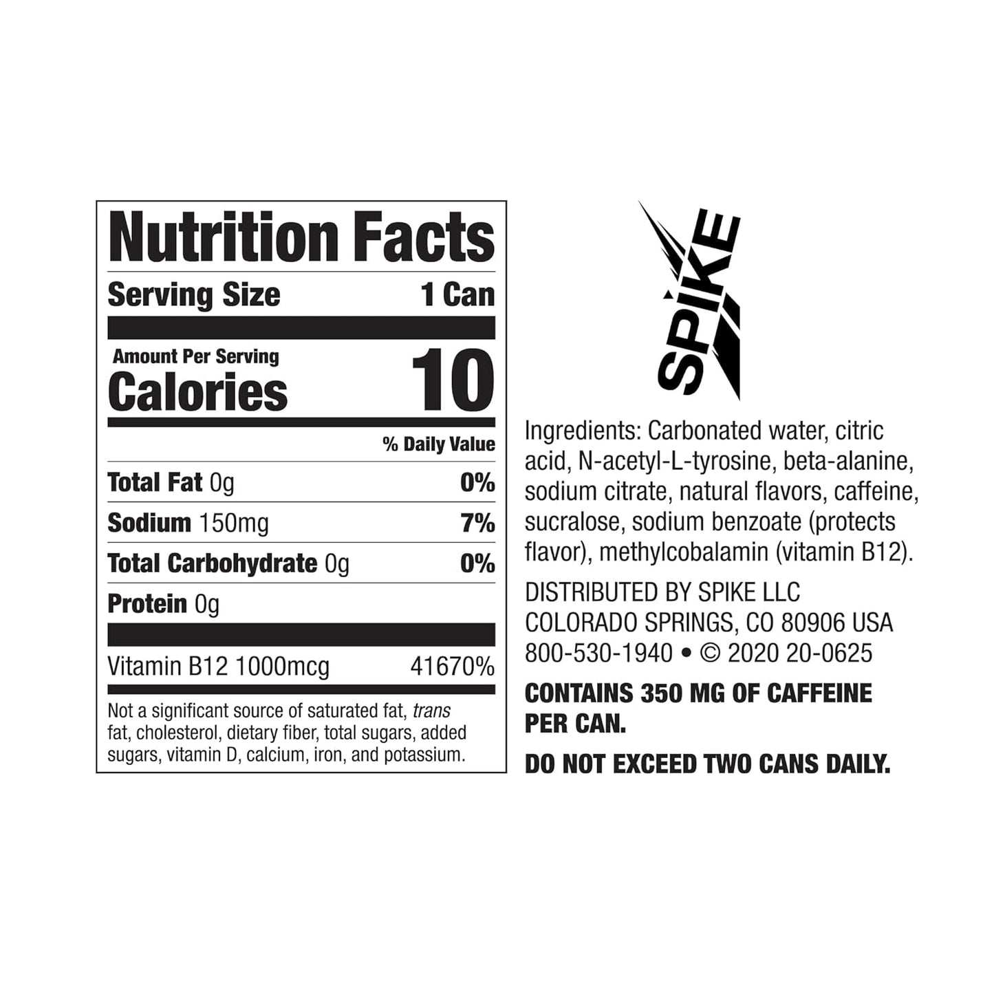 SPIKE Hardcore Energy Drink - 12-Pack, Original, 16oz Cans - Performance & Focus - No Artificial Flavors or Colors - 350mg Caffeine - Zero Sugar