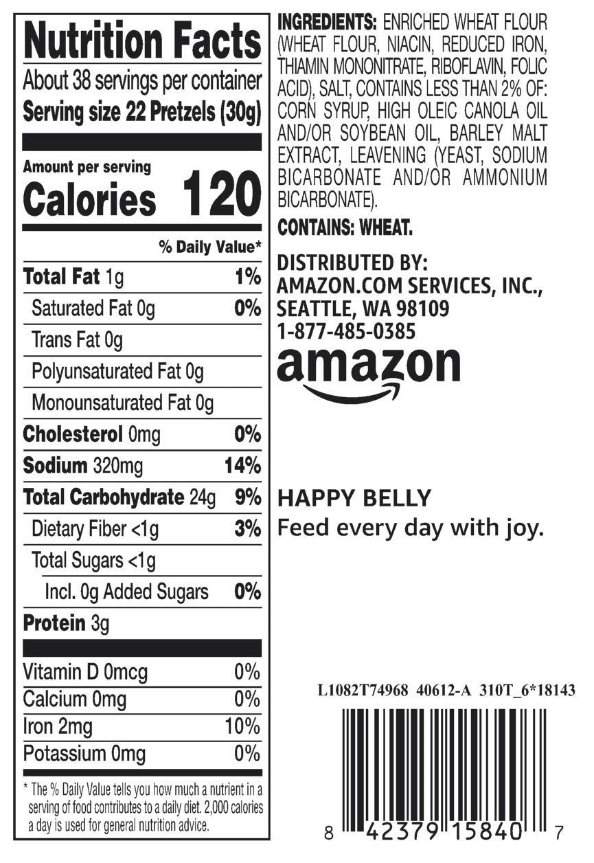 Amazon Brand - Happy Belly Mini Twist Pretzels, 40 ounce (Pack of 1)