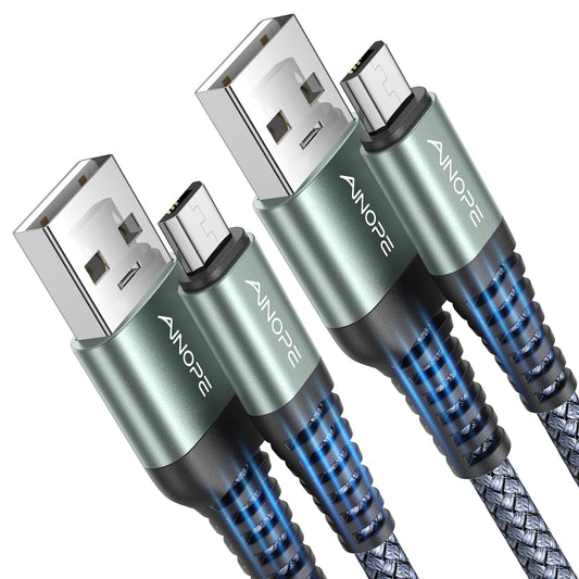 AINOPE Micro USB Cable for Kindle [2Pack,6.6FT], Unbreakable USB Micro Cable Kindle Charger Cord Replacement, Nylon Micro USB Charger Fit for Samsung Galaxy S6,J7 Edge Note 5, Kindle, Android Charger
