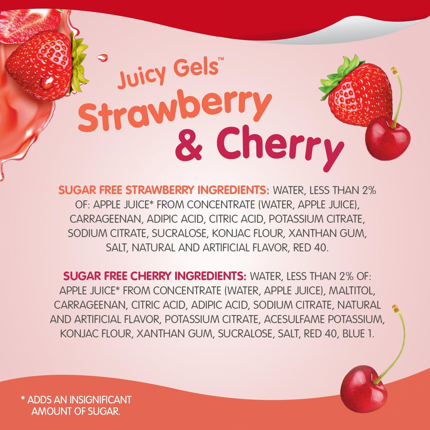 Snack Pack Sugar-Free Strawberry & Cherry Flavored Low Calorie Juicy Gels Family Pack, 3.25 oz 12 ct