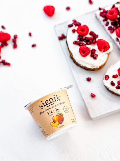 siggi's® Plant-Based Coconut Blend, Peach, 5.3 oz. Cup – Single Serving Dairy Free Snack, More Protein Than Sugar
