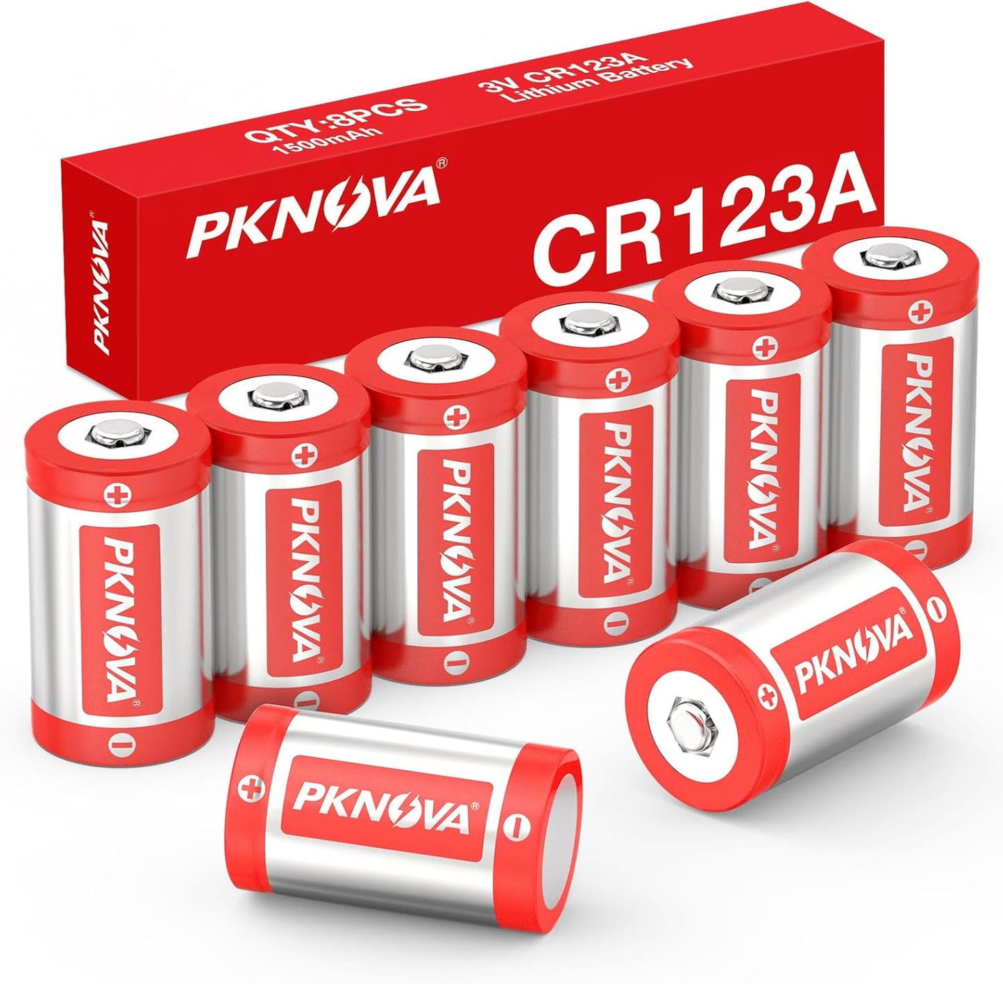 CR123A Lithium Battery, 8 Count, 3 Volt 123 Batteries for Flashlight, Home Safety and Security Devices, 10 Year Shelf Life