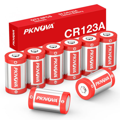 CR123A Lithium Battery, 8 Count, 3 Volt 123 Batteries for Flashlight, Home Safety and Security Devices, 10 Year Shelf Life