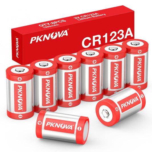 CR123A Lithium Battery, 8 Count, 3 Volt 123 Batteries for Flashlight, Home Safety and Security Devices, 10 Year Shelf Life