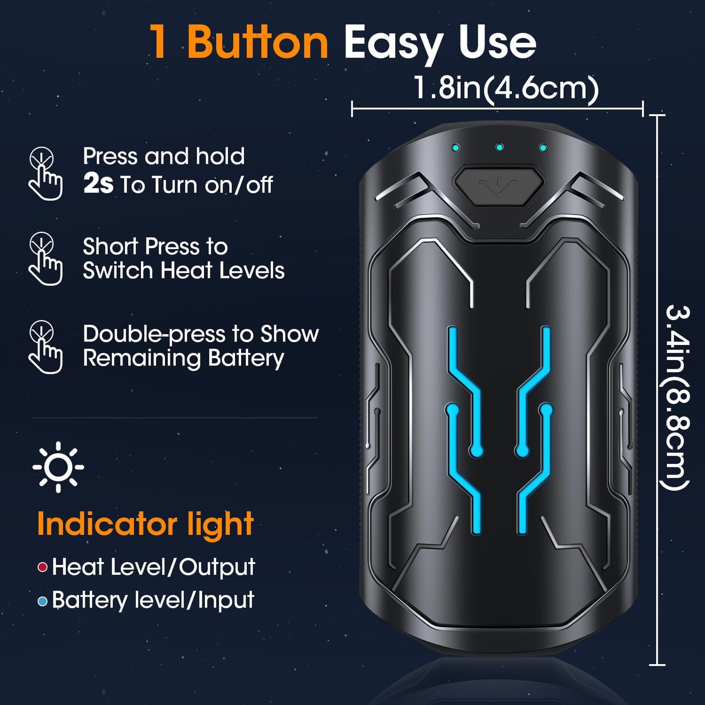 Hand Warmers Rechargeable 2 Pack 20Hrs Long Heating Pocket Size Electric Handwarmers, Portable USB Hand Warmer Heater Therapy Great Gift for Christmas Outdoors, Hunting, Golf, Camping Men Women