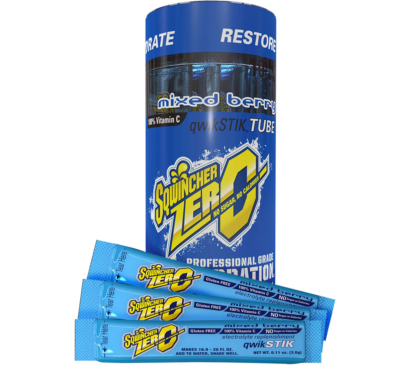 Sqwincher Qwik Stik 10 Count Tubes Variety Bundle -Powder, 1 Tube Each, orange