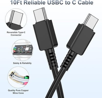2Pack 45W Super Fast Charger Type C 10ft, USB C Wall Charging and Long Android Phone Charger Cable Cord for Samsung Galaxy S24 Ultra/S24 Plus/S24+/S23 Ultra/S23+/S22 Ultra/S22 Plus/S21/Note 20/Note10+
