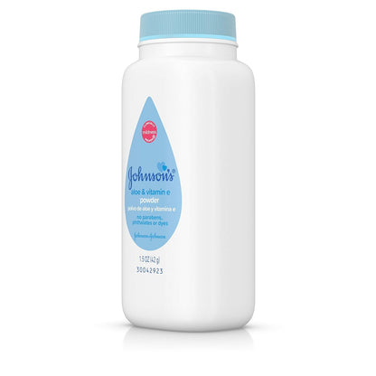 Johnson's Baby Naturally Derived Cornstarch Baby Powder with Aloe and Vitamin E for Delicate Skin, Hypoallergenic and Free of Parabens, Phthalates, and Dyes for Gentle Baby Skin Care, 1.5 oz