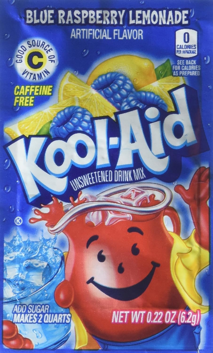 Kool-Aid Blue Raspberry Lemonade Flavored Unsweetened Caffeine Free Powdered Drink Mix (0.22 oz Packet)