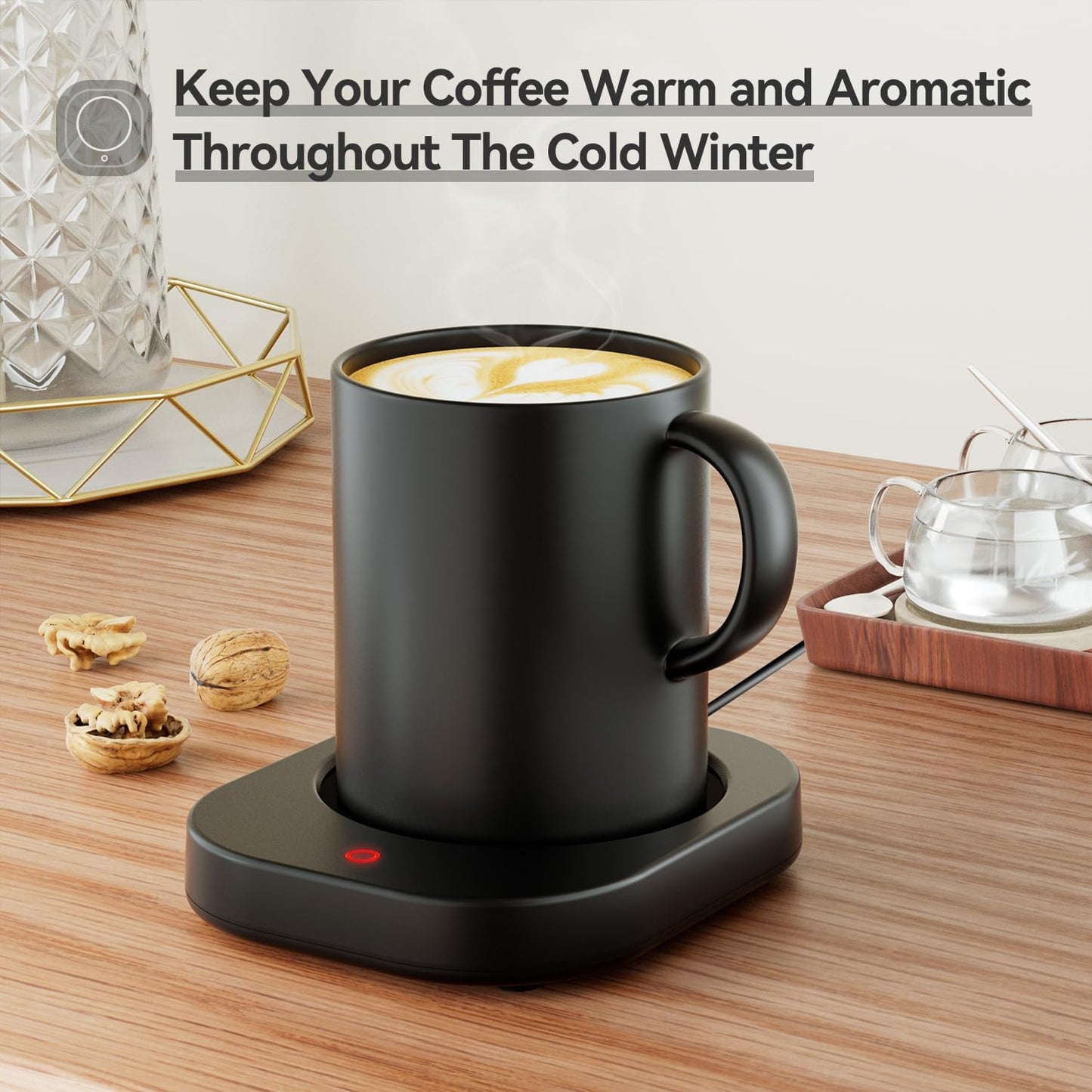 Enhanced Candle Wax Melt Warmer for Jar Candles, Safely Releases Scents Without Flame, Coffee Mug Warmer for Desk, Gravity-Induction Auto Shut Off, Electric Self Heated Plate for Heating Milk Tea