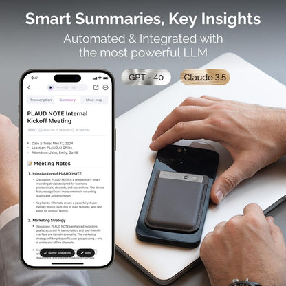 AI Voice Recorder, PLAUD Note Voice Recorder w/Case, App Control, Transcribe & Summarize Empowered by ChatGPT, Support 59 Languages, 64GB Memory, Audio Recorder for Lectures, Meetings, Calls, Black