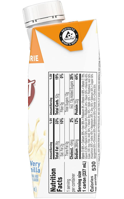 Boost Very High Calorie Nutritional Drink Very Vanilla, Made with Natural Vanilla Flavor & No Artificial Flavors, Colors & Sweeteners, 8 FL OZ (Pack of 12)