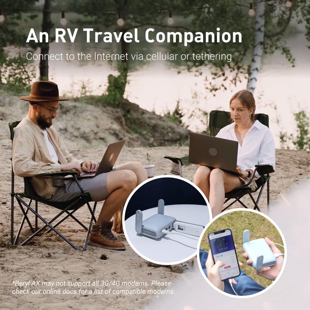 GL.iNet GL-MT3000 (Beryl AX) Portable Travel Router, Pocket-Sized Wi-Fi 6 Wireless Travel Gigabit Router, with OpenVPN & Wireguard for Public & Hotel Wi-Fi Use, Suitable for Cruise/RV/Airplane/Hotel