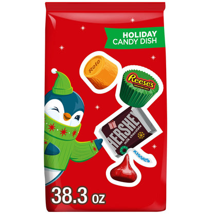 HERSHEY'S, REESE'S, ROLO, and KISSES Assorted Chocolate, Christmas Stocking Stuffer Candy Bulk Bag, 36 oz